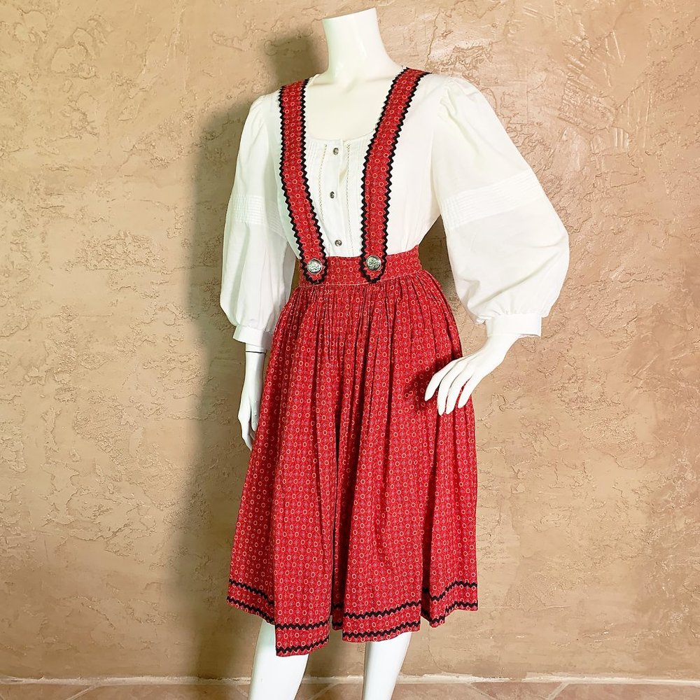 VTG 40s RARE Lanz 2Pc Dirndl Skirt Dress Set XS - Picture 1 of 10